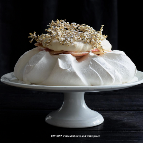 Donna Hay Pavlova with White Peach and Elderflower