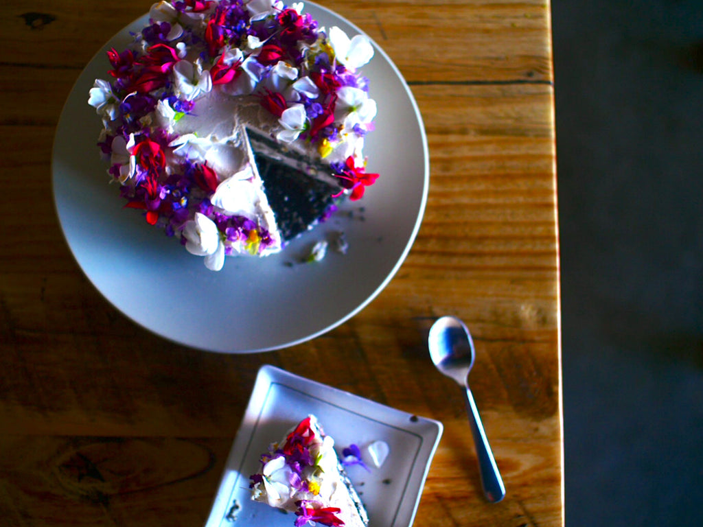 Raw Vegan Charcoal Layered Cake with Butterscotch Cream - Petite Ingredient